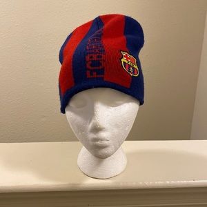 FCBarcelona beanie cap, red and blue